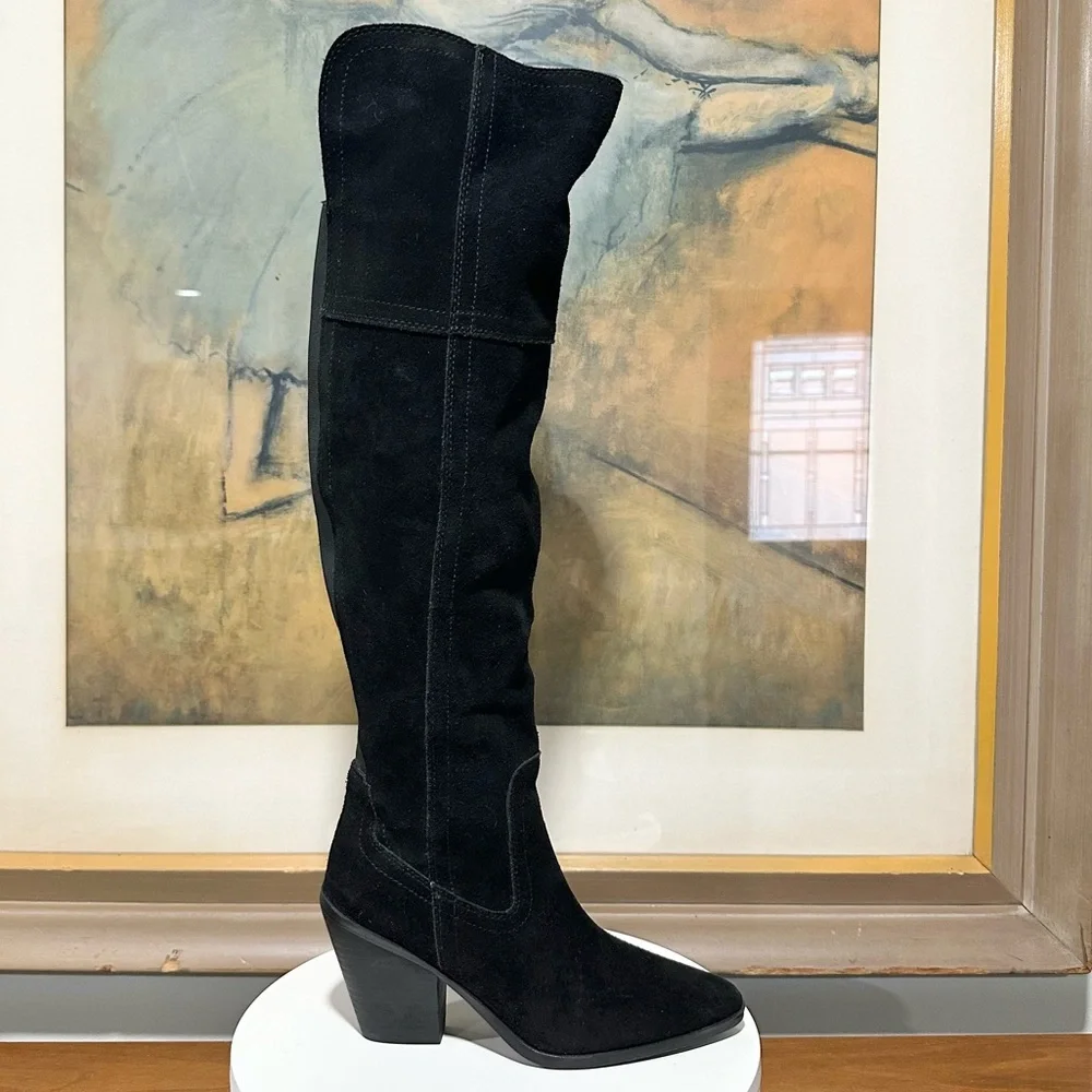 🌸BLONDO🌸 Windie Waterproof Over The Knee Boot - Black Suede Size: 6M